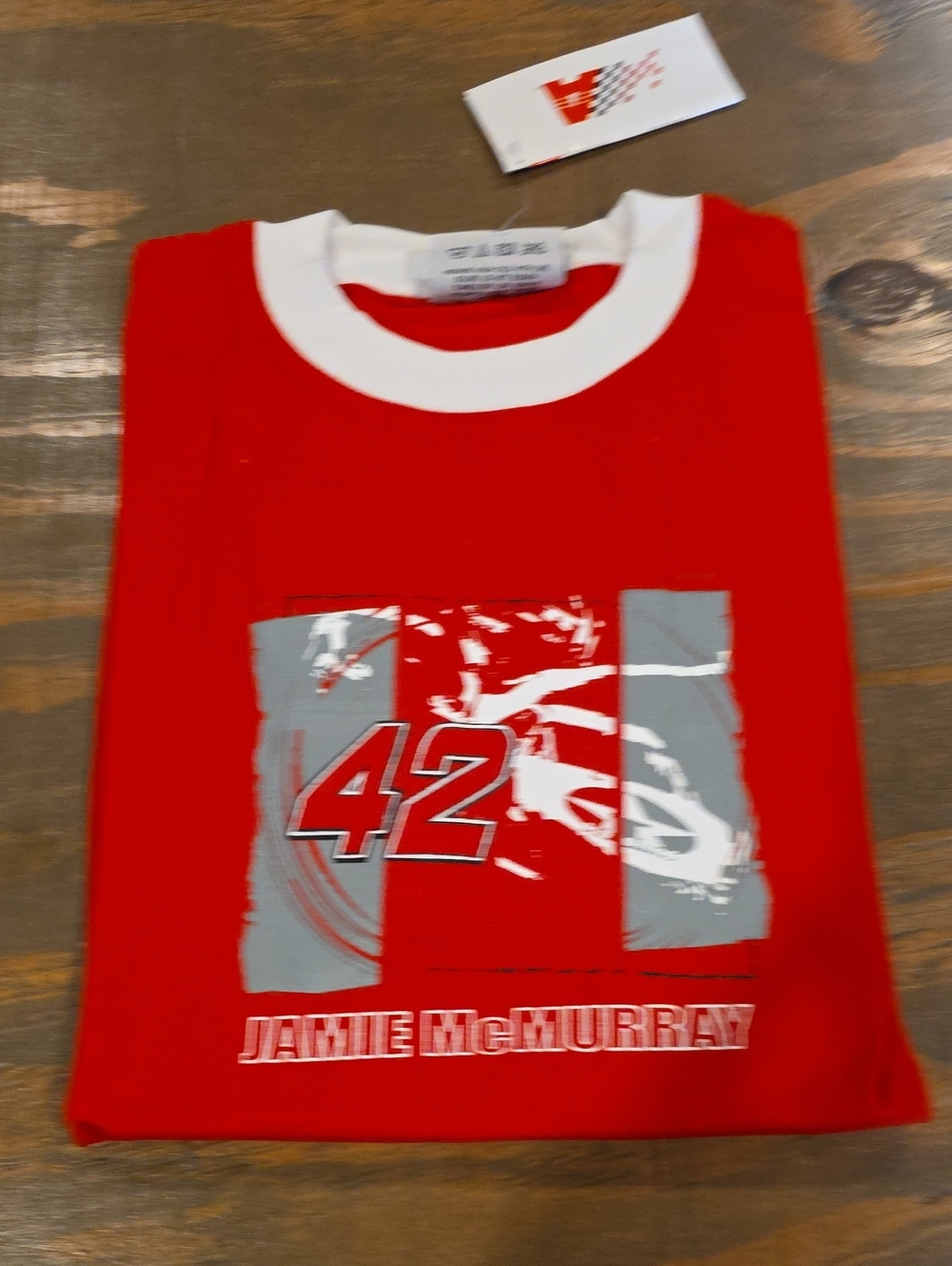 Chase Authentics Red Short Sleeve Racing Graphic Tee with White Collar